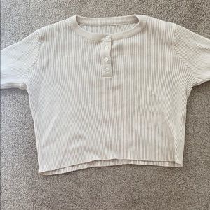 White button up sweater